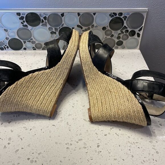 MICHAEL Michael Kors woman’s black open toe wedge sandals - Picture 9 of 11